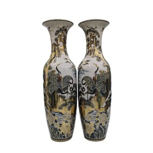 Lọ lộc bình Bát Tràng Bách Hạc Quần Tùng 1m4 vẽ vàng công nghệ nano