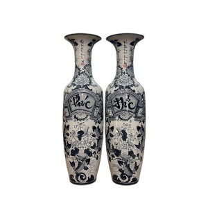 Lọ lộc bình Bát Tràng men chàm cổ Phúc Đức 1m6