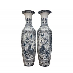 Lọ lộc bình Bát Tràng men chàm Tứ quý vẽ kỹ 1m8