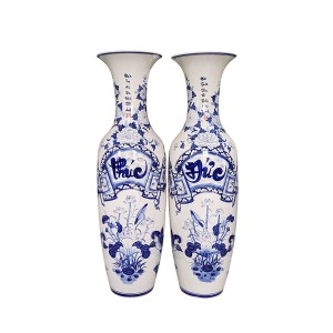 Lọ lộc bình Bát Tràng men lam Phúc Đức 1m4