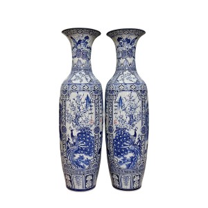 Lọ lộc bình Bát Tràng men lam Tứ quý vẽ kỹ 1m4