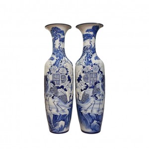 Lọ lộc bình Bát Tràng men lam Tùng Hạc Ngũ Phúc 1m6