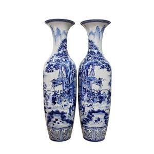 Lọ lộc bình Bát Tràng men lam Vinh Quy Bái Tổ vẽ kỹ 1m6