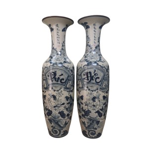 Lọ lộc bình Bát Tràng men rạn cổ Phúc Đức 1m6