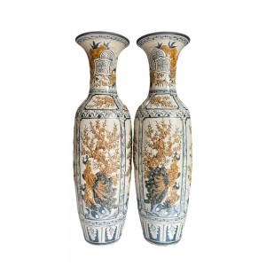 Lọ lộc bình Bát Tràng men rạn nổi Tứ Quý 1m4