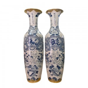 Lọ lộc bình Bát Tràng men rạn Phúc Đức vẽ kỹ 1m6 bọc đồng