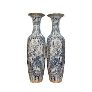 Lọ lộc bình Bát Tràng men rạn vẽ kỹ Tứ Quý 1m6 bọc đồng