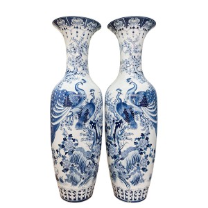 Lọ lục bình Bát Tràng men lam hàng khử Công Danh Phú Quý 1m4