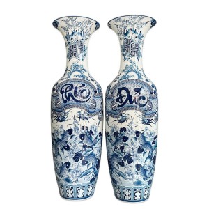 Lọ lục bình sứ Bát Tràng men khử Phúc Đức cao cấp 1m4