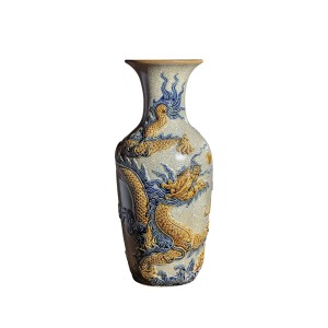 Lộc bình men rạn nổi cao cấp Rồng Trường Xuân 42cm