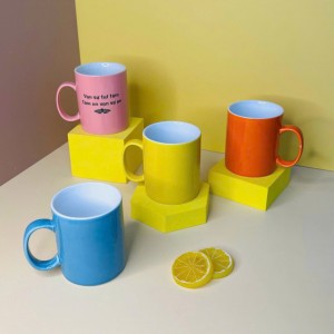 Ly sứ men màu dáng trụ