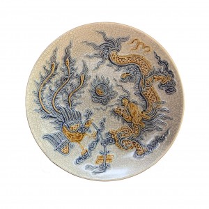 Mâm bồng men rạn nổi rồng cao cấp Trường Xuân 20cm