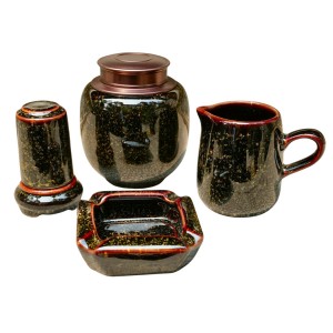 Phụ kiện ấm chén Hoàng Kim Sa men hỏa biến Bát Tràng