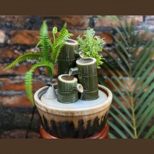 Thác nước phong thủy dáng chậu trúc 20x22cm