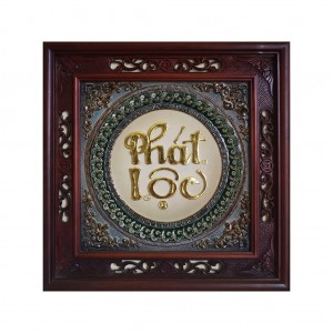 Tranh chữ sứ đắp nổi Phát Lộc dát vàng cao cấp