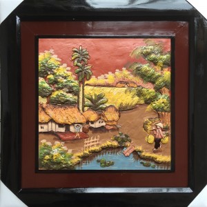 Tranh gốm cảnh đồng quê 03 45x45cm
