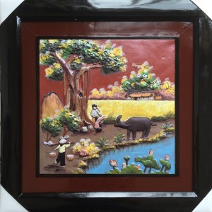 Tranh gốm cảnh đồng quê 04 45x45cm