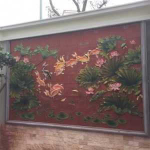 Tranh gốm ốp tường cảnh Cửu ngư quần hội