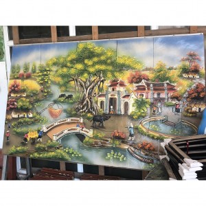 Tranh gốm ốp tường cảnh Làng Quê Việt Nam