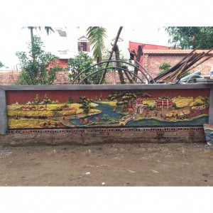 Tranh gốm ốp tường cảnh Làng Quê
