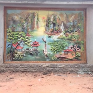 Tranh gốm ốp tường cảnh Sơn thủy hữu tình