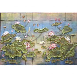 Tranh gốm ốp tường Đầm sen