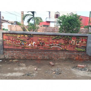 Tranh gốm ốp tường ghép mảnh cảnh Vinh quy Bái Tổ