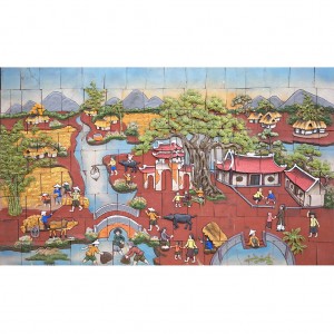 Tranh gốm ốp tường Làng quê