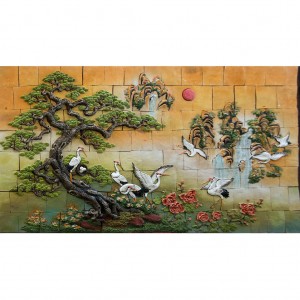 Tranh gốm ốp tường Tùng hạc diên niên