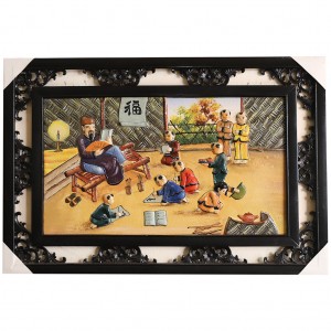 Tranh sứ Bát Tràng vẽ thầy đồ dậy học 95x55cm