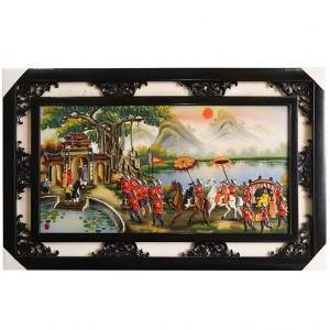 Tranh sứ Bát Tràng vẽ Vinh Quy Bái Tổ 95x55cm