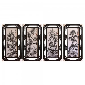 Tranh Tứ quý men đen trắng 50x100cm