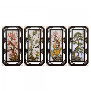 Tranh Tứ Quý vẽ cảnh Tùng Cúc Trúc Đào 100x50cm