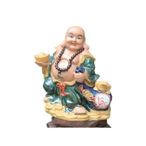 Tượng sứ Di Lặc kéo túi lộc S1 cao 43cm