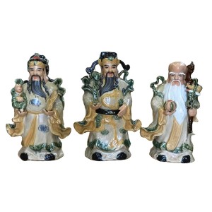 Tượng sứ Phúc Lộc Thọ men rạn cao 40cm