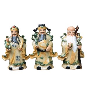 Tượng sứ Phúc Lộc Thọ men rạn cao 50cm