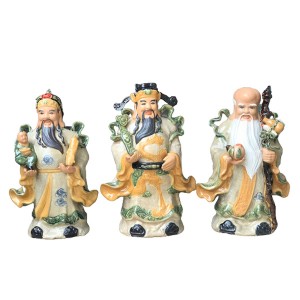 Tượng sứ Phúc Lộc Thọ men rạn cao 60cm