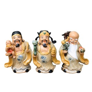 Tượng sứ Phúc Lộc Thọ men rạn no đủ cao 30cm