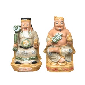 Tượng sứ Thần Tài Thổ Địa bệ ngai mẫu 2 cao 30cm