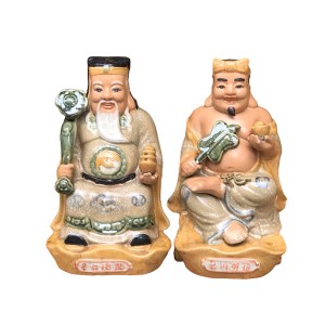 Tượng sứ Thần Tài Thổ Địa bệ vàng S1 cao 30cm