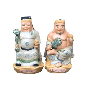 Tượng sứ Thần Tài Thổ Địa bệ vàng S3 cao 22cm