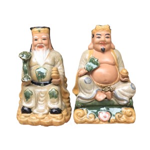 Tượng sứ Thần Tài Thổ Địa kỷ vàng cao 30cm